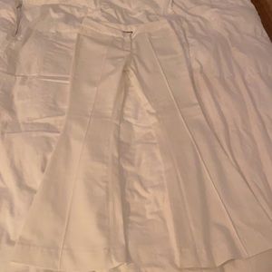 White low rise flare trousers